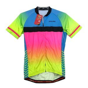 JPOJPO Vibrant Cycling Jersey NWT Womens XL Short Sleeve Full Zip NEW Multicolor